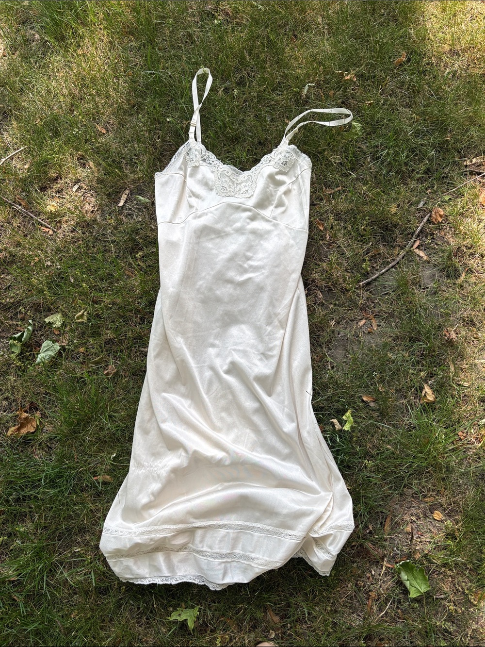 jcpenney Ivory Lace Trim Slip Dress
